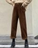Women's Vintage High Waisted Straight Leg Corduroy Pants Trouser