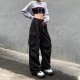 Women's Wide Leg Cargo Pants Loose Casual Street Pants With Pockets