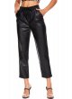 Ladies Faux Leather Pants High Waist Leather Straight Leg Pants With Pockets