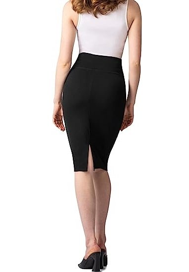 Women's High Quality Nylon Cloth Stretch Office Pencil Skirt High Waist