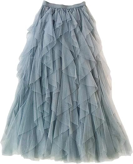 Women's Long Rainbow A Line Tulle Tutu Skirts Tiered Skirt Petticoat