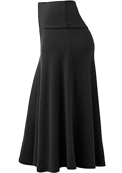 Women's Solid Ombre Lightweight Flare Midi Pull On Closure Skirt